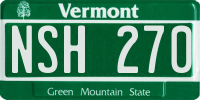 VT license plate NSH270