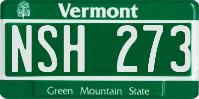 VT license plate NSH273