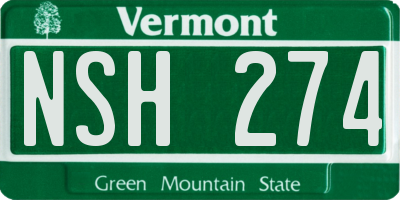 VT license plate NSH274