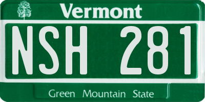VT license plate NSH281