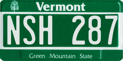 VT license plate NSH287
