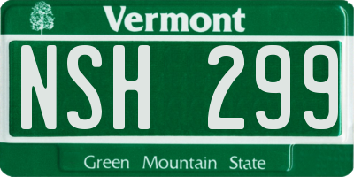 VT license plate NSH299