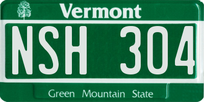 VT license plate NSH304