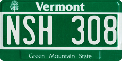 VT license plate NSH308