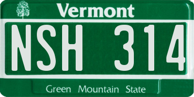 VT license plate NSH314