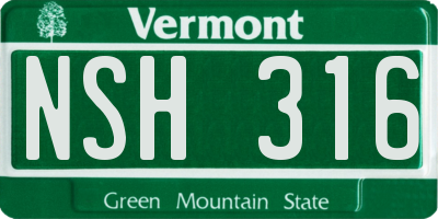 VT license plate NSH316