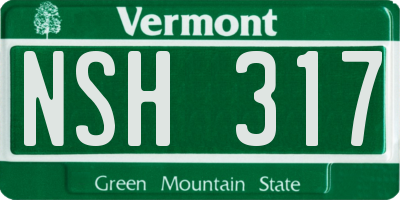 VT license plate NSH317