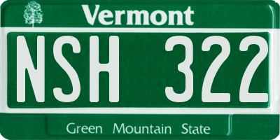 VT license plate NSH322