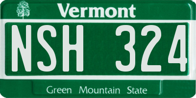 VT license plate NSH324
