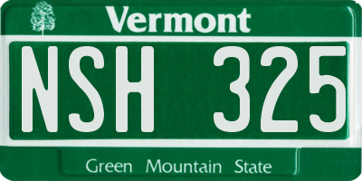 VT license plate NSH325