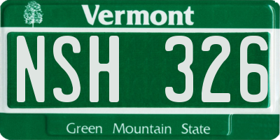 VT license plate NSH326