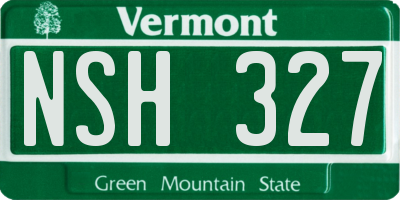 VT license plate NSH327