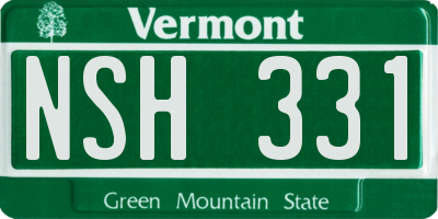 VT license plate NSH331