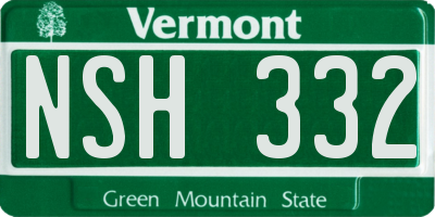 VT license plate NSH332
