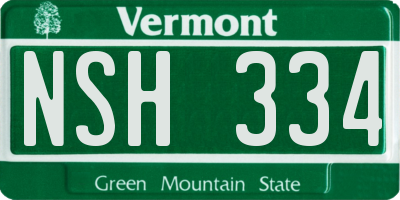 VT license plate NSH334