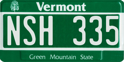 VT license plate NSH335