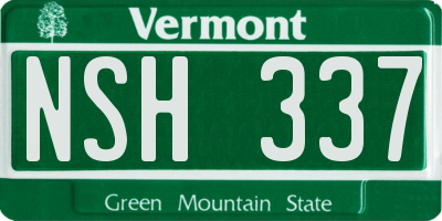 VT license plate NSH337