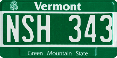 VT license plate NSH343