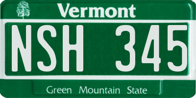 VT license plate NSH345
