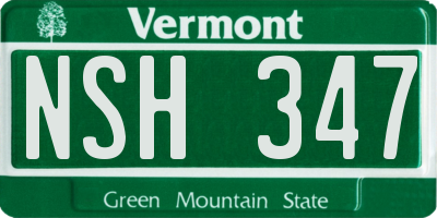 VT license plate NSH347