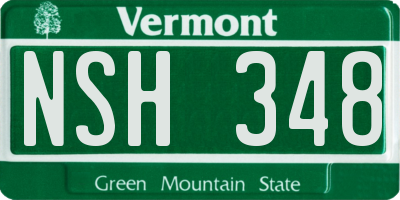 VT license plate NSH348