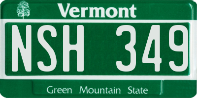 VT license plate NSH349