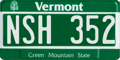 VT license plate NSH352