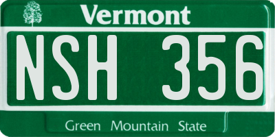 VT license plate NSH356