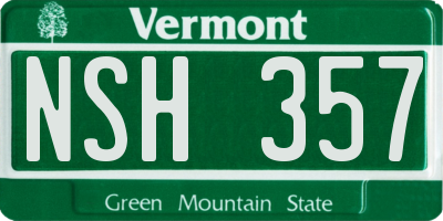 VT license plate NSH357