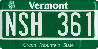 VT license plate NSH361
