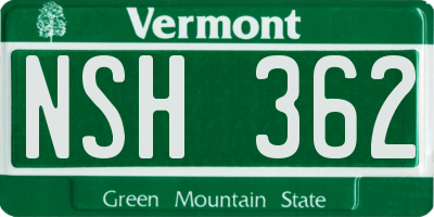 VT license plate NSH362