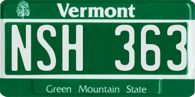 VT license plate NSH363