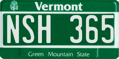 VT license plate NSH365