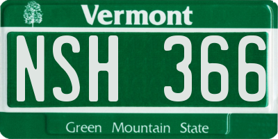 VT license plate NSH366