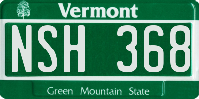 VT license plate NSH368