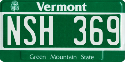 VT license plate NSH369