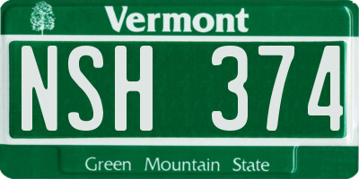 VT license plate NSH374