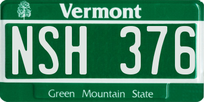 VT license plate NSH376