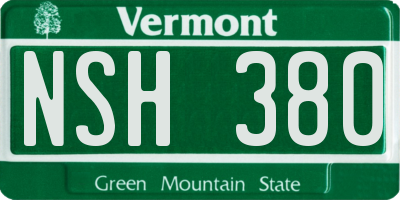 VT license plate NSH380
