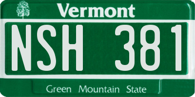 VT license plate NSH381