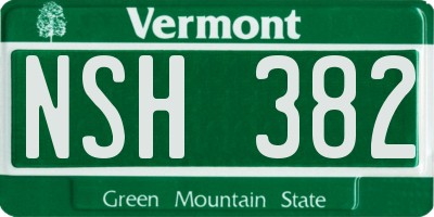 VT license plate NSH382