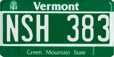 VT license plate NSH383
