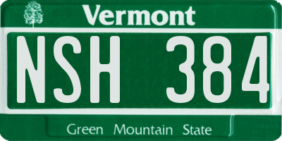 VT license plate NSH384