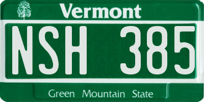 VT license plate NSH385