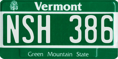VT license plate NSH386