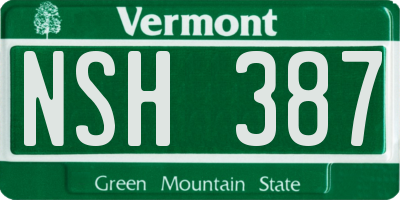 VT license plate NSH387