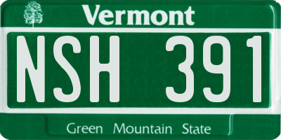 VT license plate NSH391