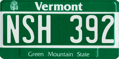 VT license plate NSH392