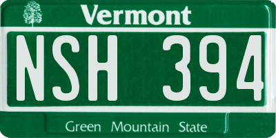 VT license plate NSH394