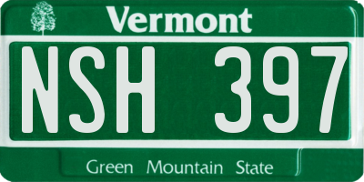 VT license plate NSH397